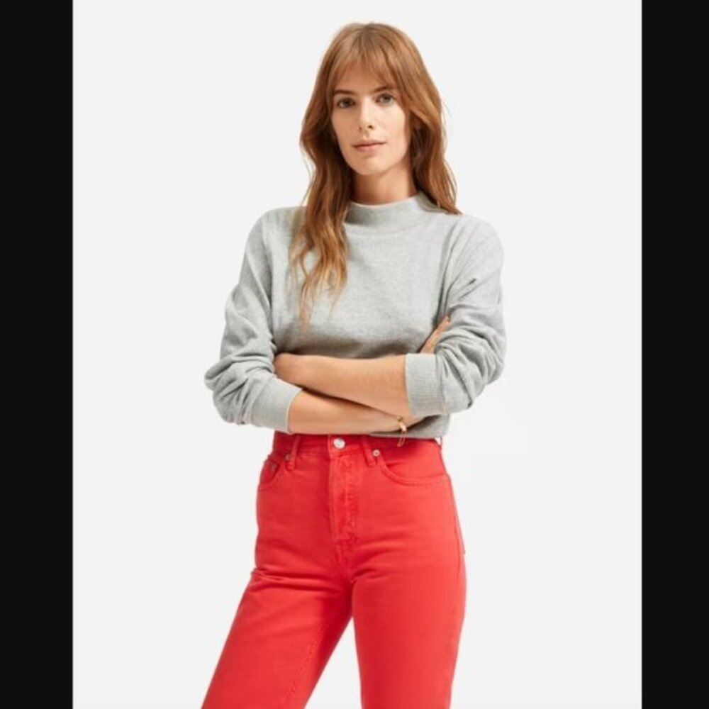 Everlane The '90s Cheeky Jean 26 Crop Denim High Waist Form Fitting Straight Red